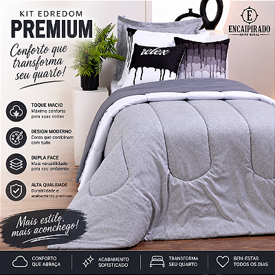 Kit Edredom Linho Colorful Solteiro cor:Cinza