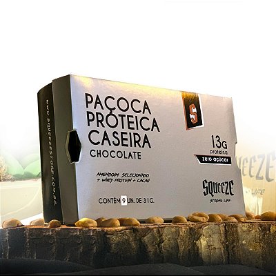Paçoca Proteica Caseira Chocolate - Squeeze (Zero Açúcar)(13g proteína)
