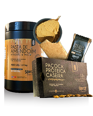 Combo MelProteico (Pasta de amendoim integral e mel 1kg + Paçoca Proteica Squeeze)