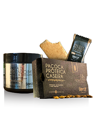 Combo Massa Muscular (Pasta de amendoim Proteica de chocolate 500g + Pacoca Proteica Squeeze)