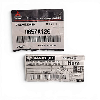 Válvula solenoide de vácuo para veícula da Mitsubishi