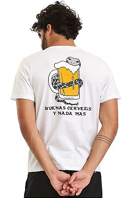 Camiseta Masculina Malha Algodão Estampada - Buenas Cervezas By Fabio Luiz