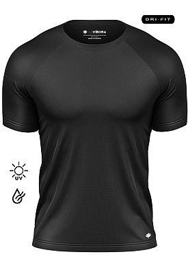 Camiseta Masculina Performance Dry Fit Tech Com Elastano UV50+ Preta