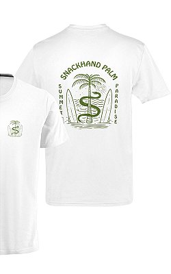 Camiseta Masculina Malha Algodão Estampada Frente e Costas - Snackhand Palm