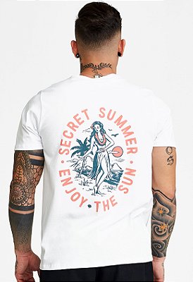 Camiseta Masculina Malha Algodão Estampada Frente e Costas - Secret Summer