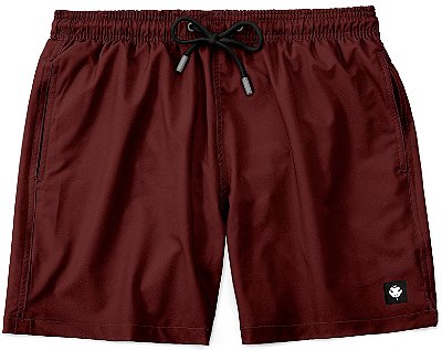 Shorts Praia Masculino Liso Básico Tactel - Vinho