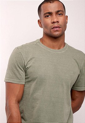 Camiseta Masculina de Malha Premium Básica Estonada - Verde