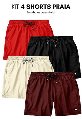 Kit 4 Shorts Praia Masculinos Lisos LaVibora - Monte seu kit