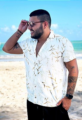 Camisa Masculina Estampada Manga Curta Viscose - Peace Floral