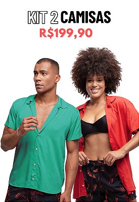 Carnaval: Kit 2 Camisas Lisas Viscose Premium - Verde e Red Emotion