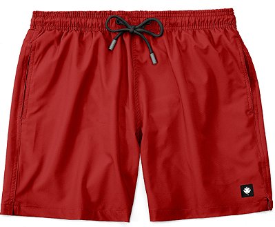 Shorts Praia Masculino Liso Básico Tactel - Vermelho