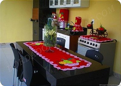 Conjunto de Cozinha Caracol Bordado 6 peças oxford