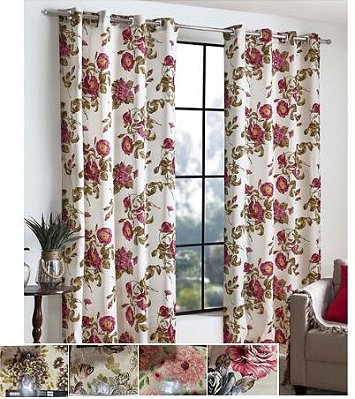 Cortina Rustica para Sala Estampada 3m Floral