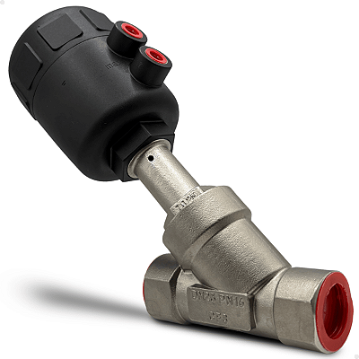 Válvula Assento Inclinado Rosca 1" BSP DN25 PN16 - Cabeçote Termoplástico 63mm