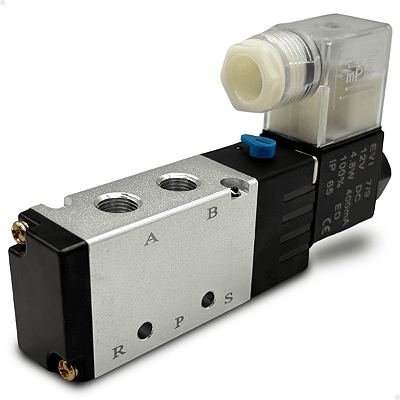 Válvula Simples Solenoide 5/2 vias Rosca 1/8" BSP - 12v