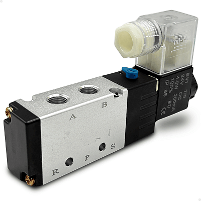 Válvula Simples Solenoide 5/2 vias Rosca 1/8" BSP - 24v