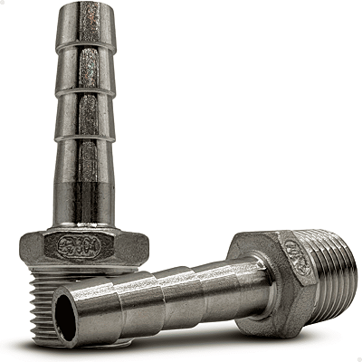 Conexão Inox 304 Espigão 3/8" - Rosca 1/2" BSP