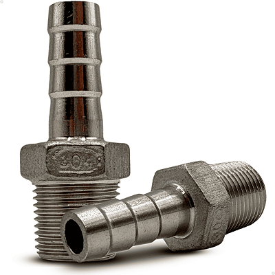 Conexão Inox 304 Espigão 3/8" - Rosca 3/8" BSP