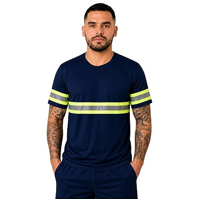 Camiseta Manga Curta Com Faixa Refletiva