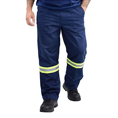Calça De Brim Com Faixa Refletiva