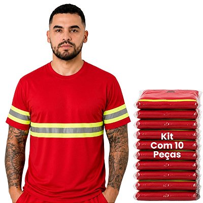Kit 10 Camisetas Com Faixa Refletiva
