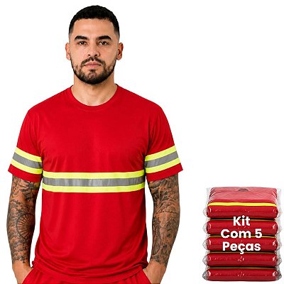 Kit 5 Camisetas Com Faixa Refletiva