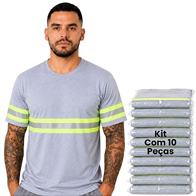 Kit 10 Camisetas Com Faixa Refletiva