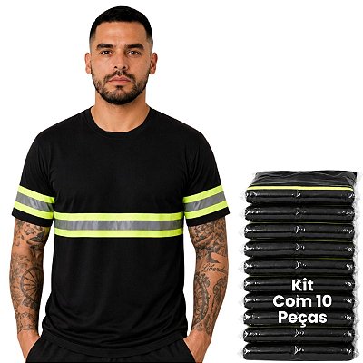 Kit 10 Camisetas Com Faixa Refletiva