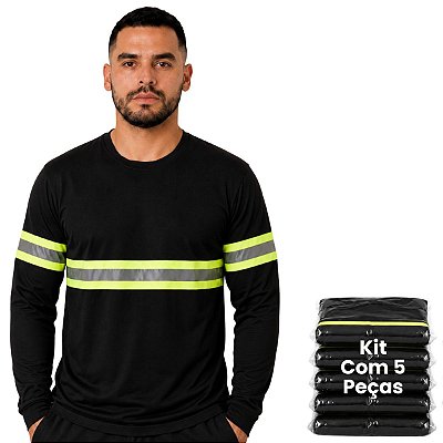 Kit 5 Camisetas Manga Longa Com Faixa Refletiva