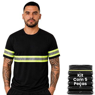 Kit 5 Camisetas Com Faixa Refletiva