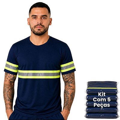 Kit 5 Camisetas Com Faixa Refletiva
