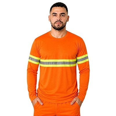 Camiseta Manga Longa Com Faixa Refletiva