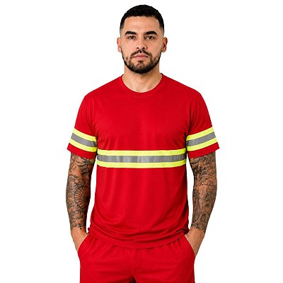 Camiseta Manga Curta Com Faixa Refletiva