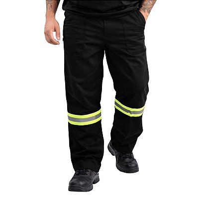 Calça De Brim Com Faixa Refletiva