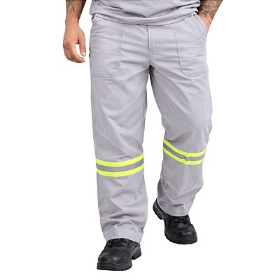 Calça De Brim Com Faixa Refletiva