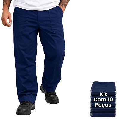 Kit 5 Calças De Brim Pesado Masculina Azul Marinho