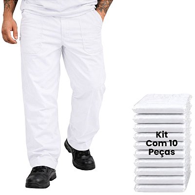 Kit 10 Calças De Brim Pesado Masculina Branca