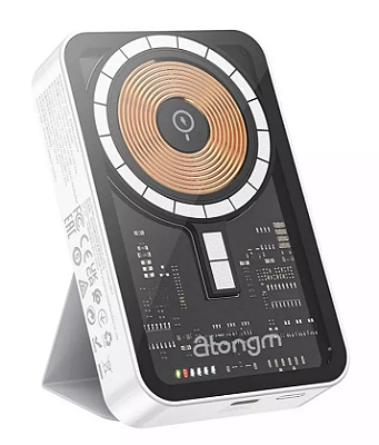 Power Bank Atongm 10000mAh 20W Magnético Sem Fio Preto