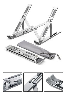 Suporte Notebook Alumínio Dobrável Articulado Portátil