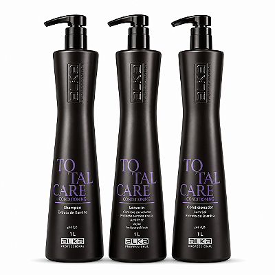 Kit Total Care 1000ml Shampoo Condicionador e Leave-in