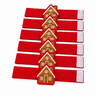 Kit com 6 Porta Guardanapo em feltro vermelho bordado