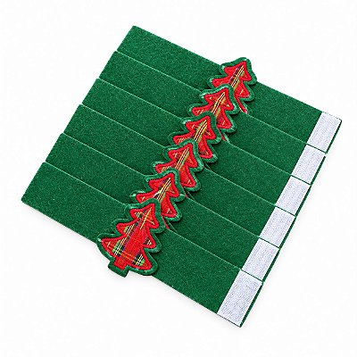 kit com 6 Porta Guardanapo em feltro verde bordado