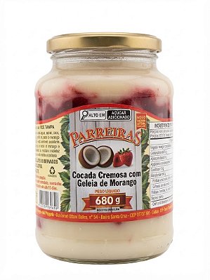 Cocada Cremosa com Geleia de Morango Parreiras