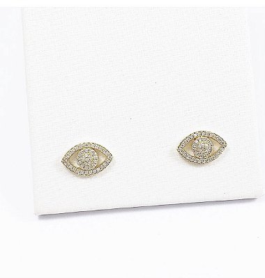 Brinco olho grego banho de ouro