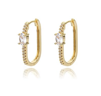 Brinco argola cravejada zircônias ponto de luz