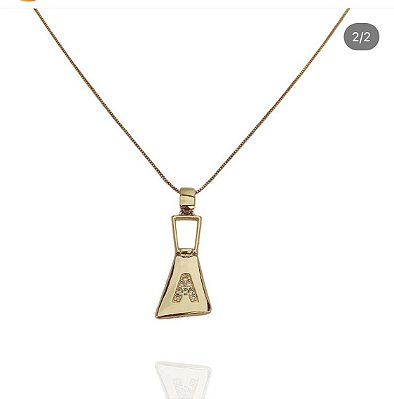 Colar letra inicial A ouro banhado