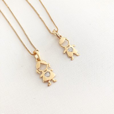 Colar com pingente menino menina