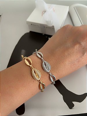 Pulseira búzios Zirconia