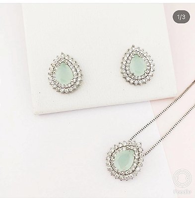 Conjunto de joias Zirconia gota