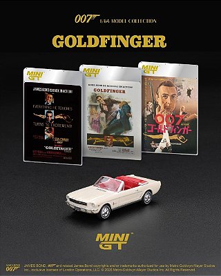 PRÉ VENDA - MINI GT - 1964 Ford Mustang Convertible White/Red - 007 GoldFinger (928)